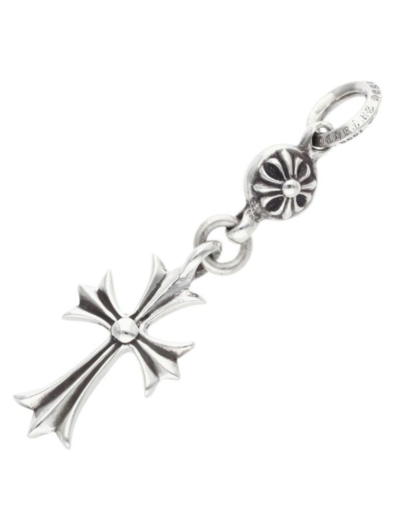Chrome Hearts Tny Ch Crs 1 Ball Tiny Ch Cross Charm Silver Necklace Top 3645$